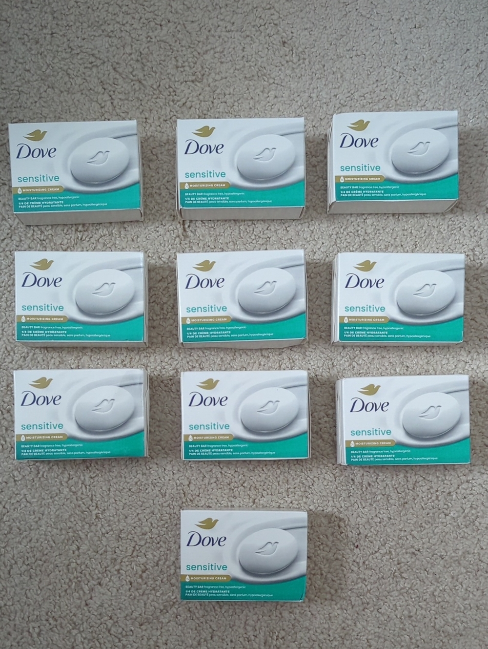 Dove Sensitive Beauty Bar Soap - Moisturizing Cream (10 Count), New